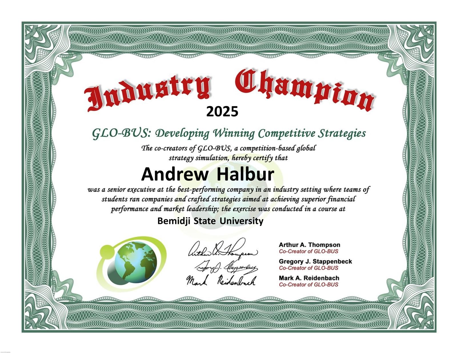 Home industry champion